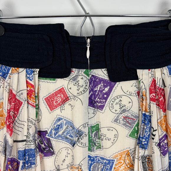 Anthropologie Edme & Esyllte Skirt Airmail Postage Stamp Novelty Twee Size 4 - Picture 4 of 9